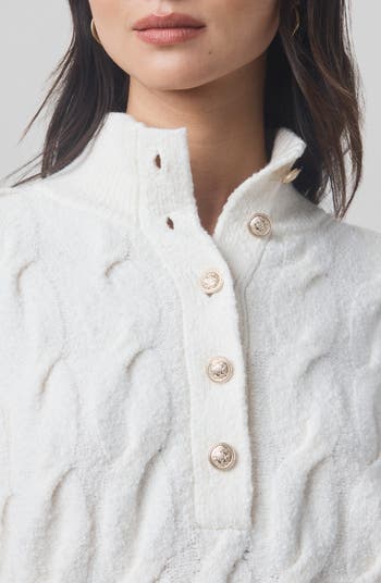 x @cellajaneblog Cable Half Placket Sweater