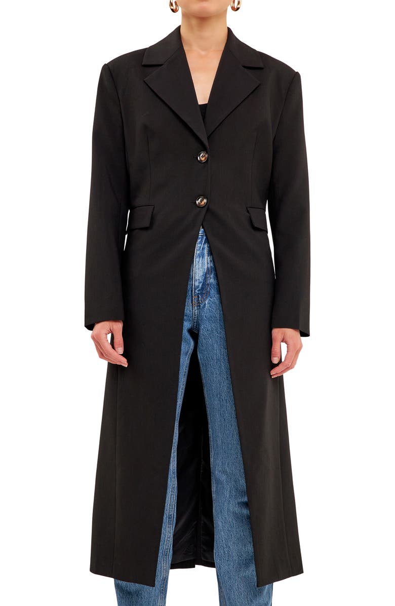 Endless Rose Two-Button Front Slit Long Coat, Alternate, color,