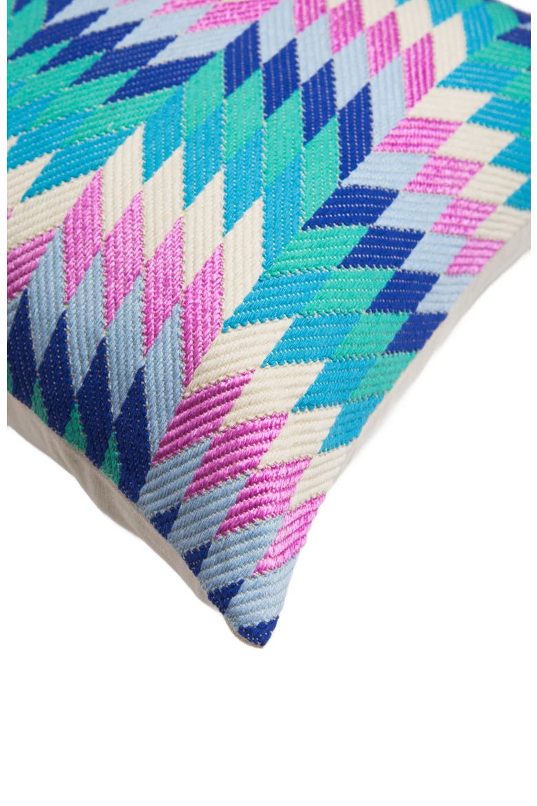 Almolonga Blue Diamond Handwoven Brocade Cotton Throw Pillow, Alternate, color, Blue
