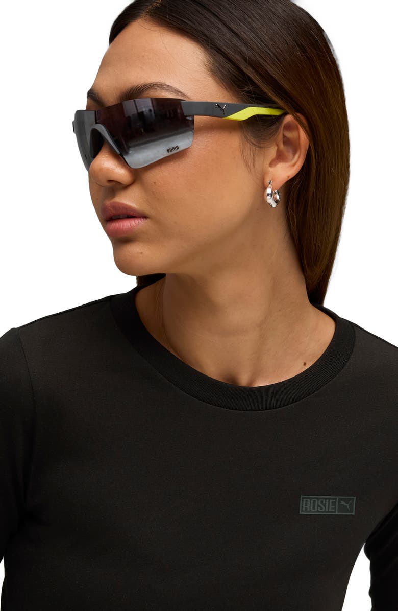 PUMA x Rosé Slim Fit Long Sleeve Crop T-Shirt, Alternate, color, Puma Black