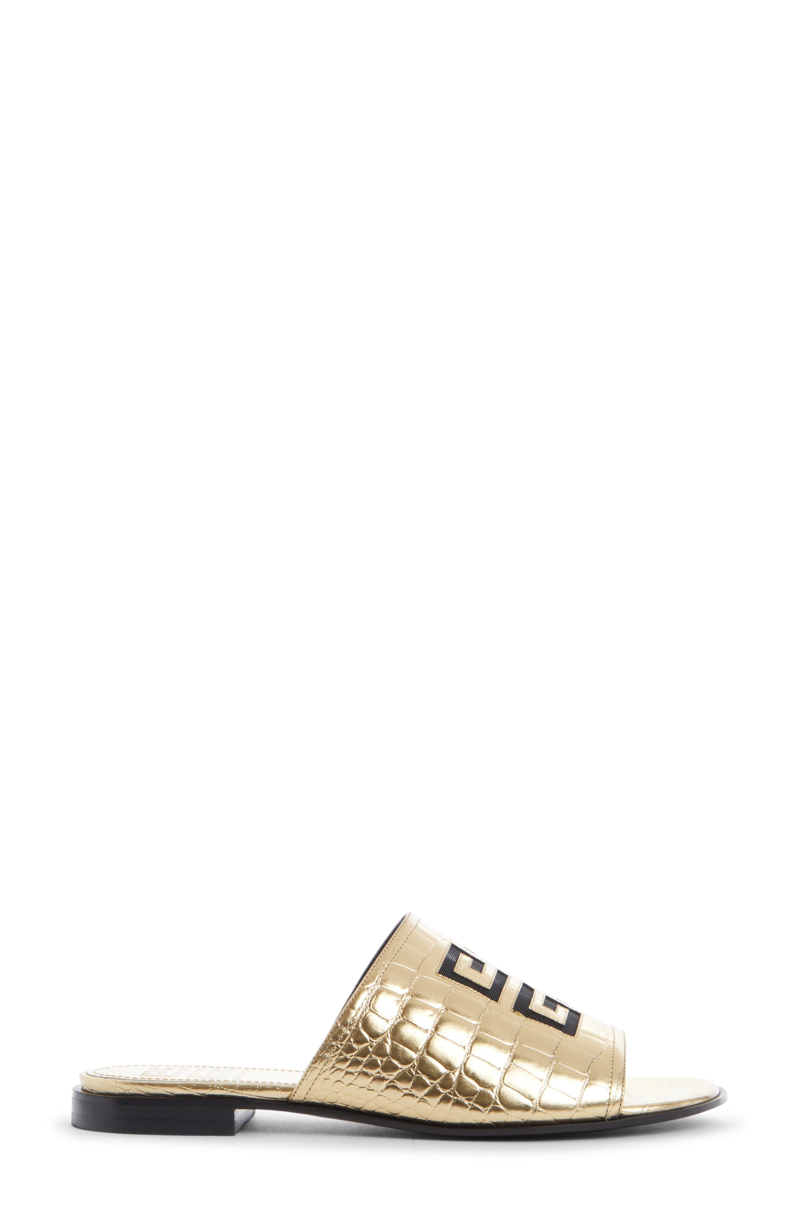 Givenchy Cutout 4G Logo Metallic Slide Sandal, Alternate, color, 