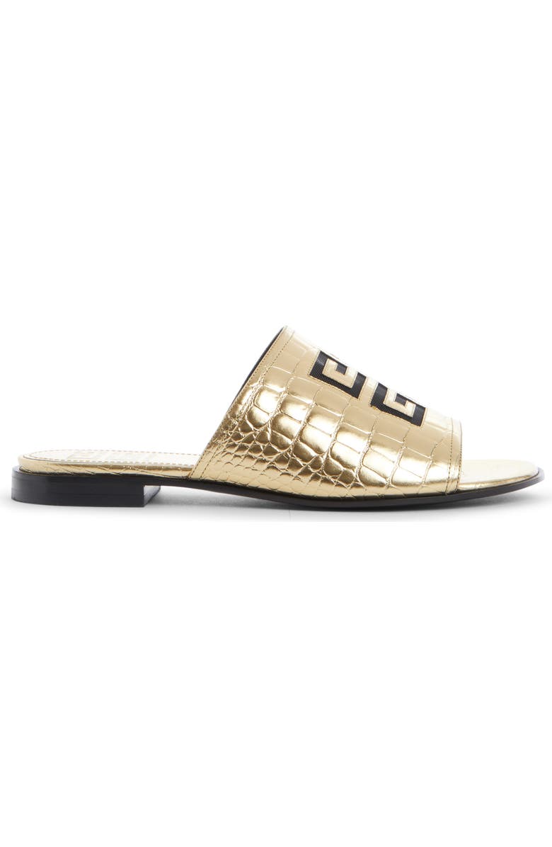 Givenchy Cutout 4G Logo Metallic Slide Sandal, Alternate, color,