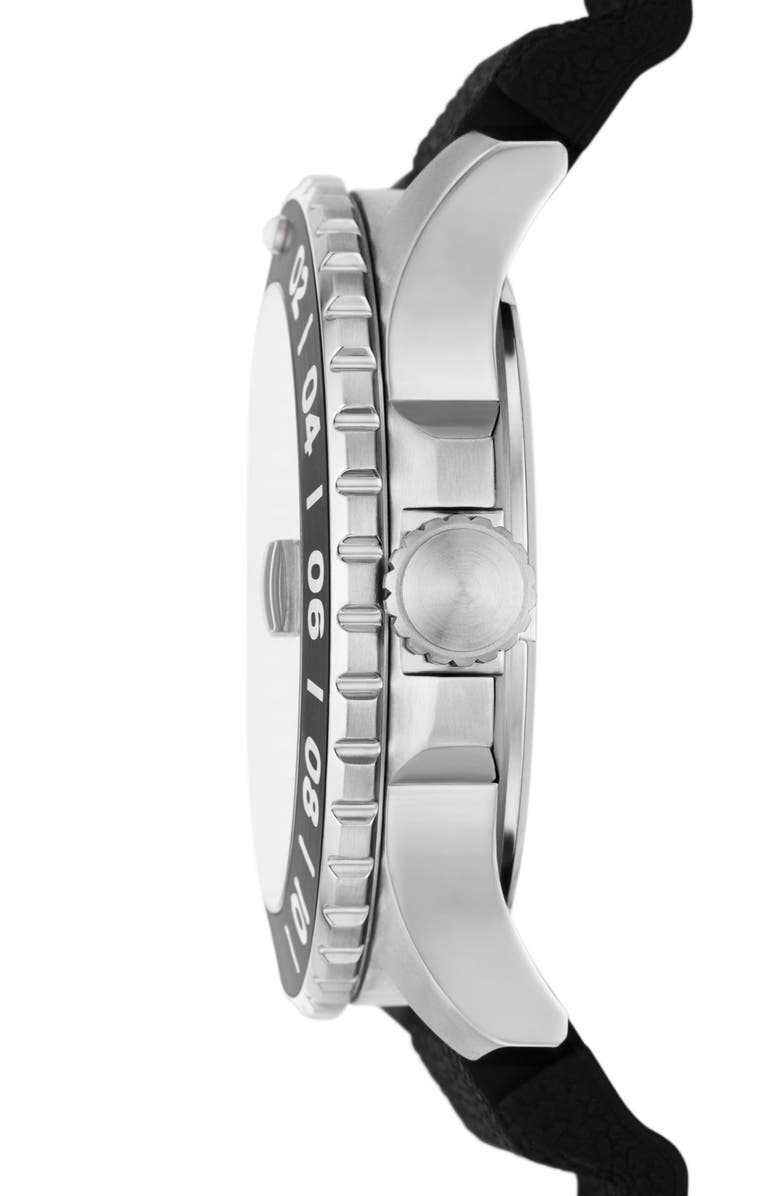 Fossil Blue GMT Silicone Strap Watch, 46mm, Alternate, color, Black