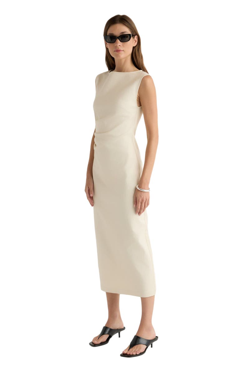 Modern Citizen Inari Cotton Twill Boat Neck Dress, Main, color, Cream