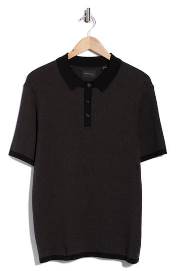 Perry Ellis Geometric Jacquard Polo In Black