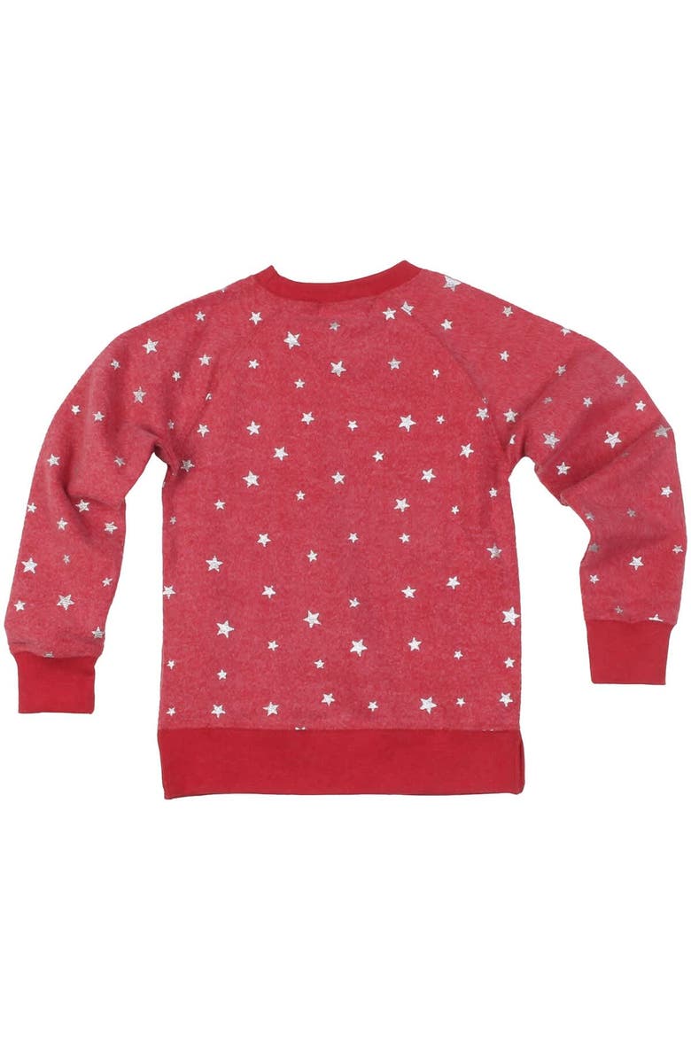 Wes & Willy Girls Youth Wes & Willy  Red Kansas City Chiefs Shimmer Star Reverse Fleece Pullover Sweatshirt, Alternate, color, 