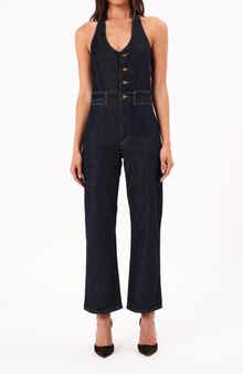 Rolla’s Darkstone Halter Neck Denim Jumpsuit