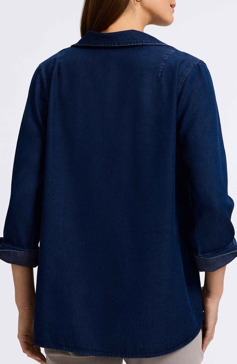 Foxcroft Agnes Denim Shirt, Alternate, color, Dark Wash