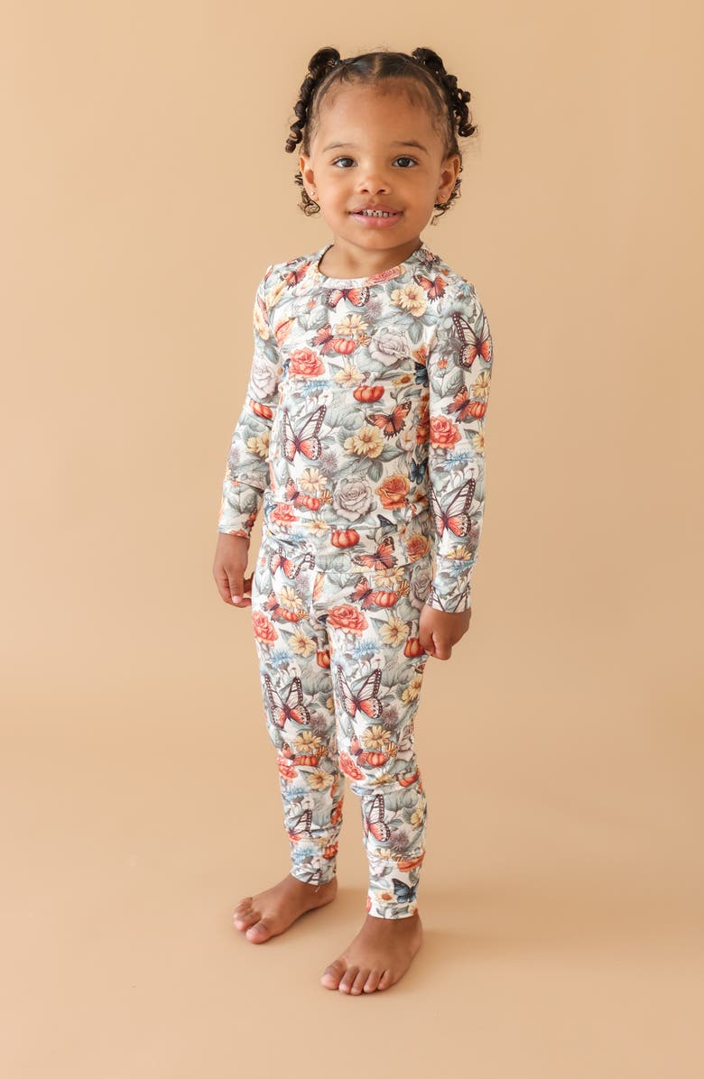 Posh Peanut Kids' Butterfly Print Fitted Two-Piece Pajamas, Alternate, color, 