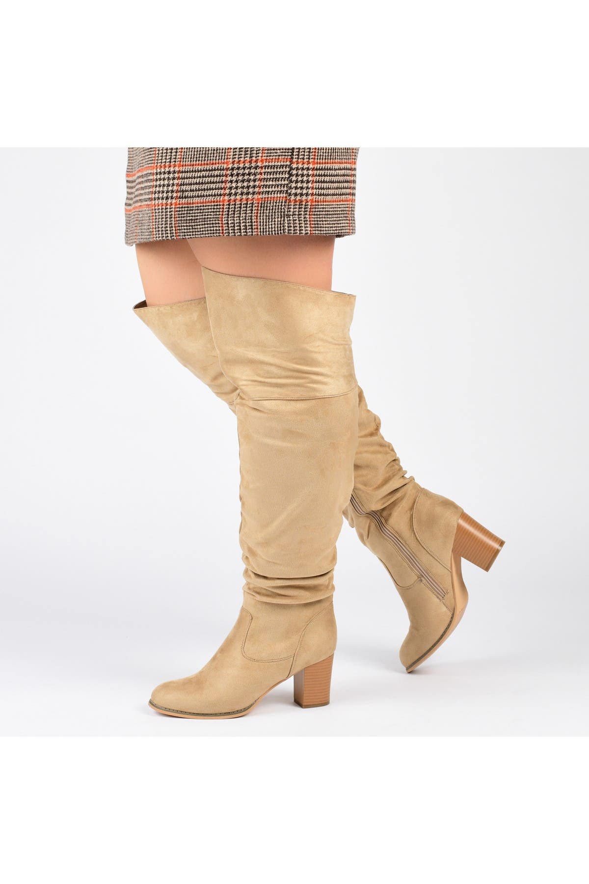 JOURNEE Kaison Ruched Tall Boot - Extra Wide Calf, Alternate, color, TAUPE