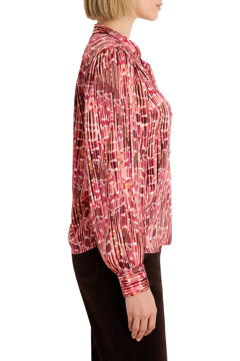 Print Origami Pleat Button-Up Shirt, Alternate, color, RED MULTI