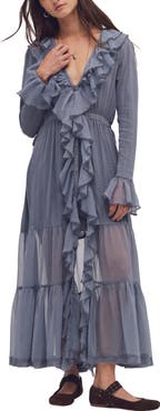 Free People Isla Ruffle Long Sleeve Midi Dress