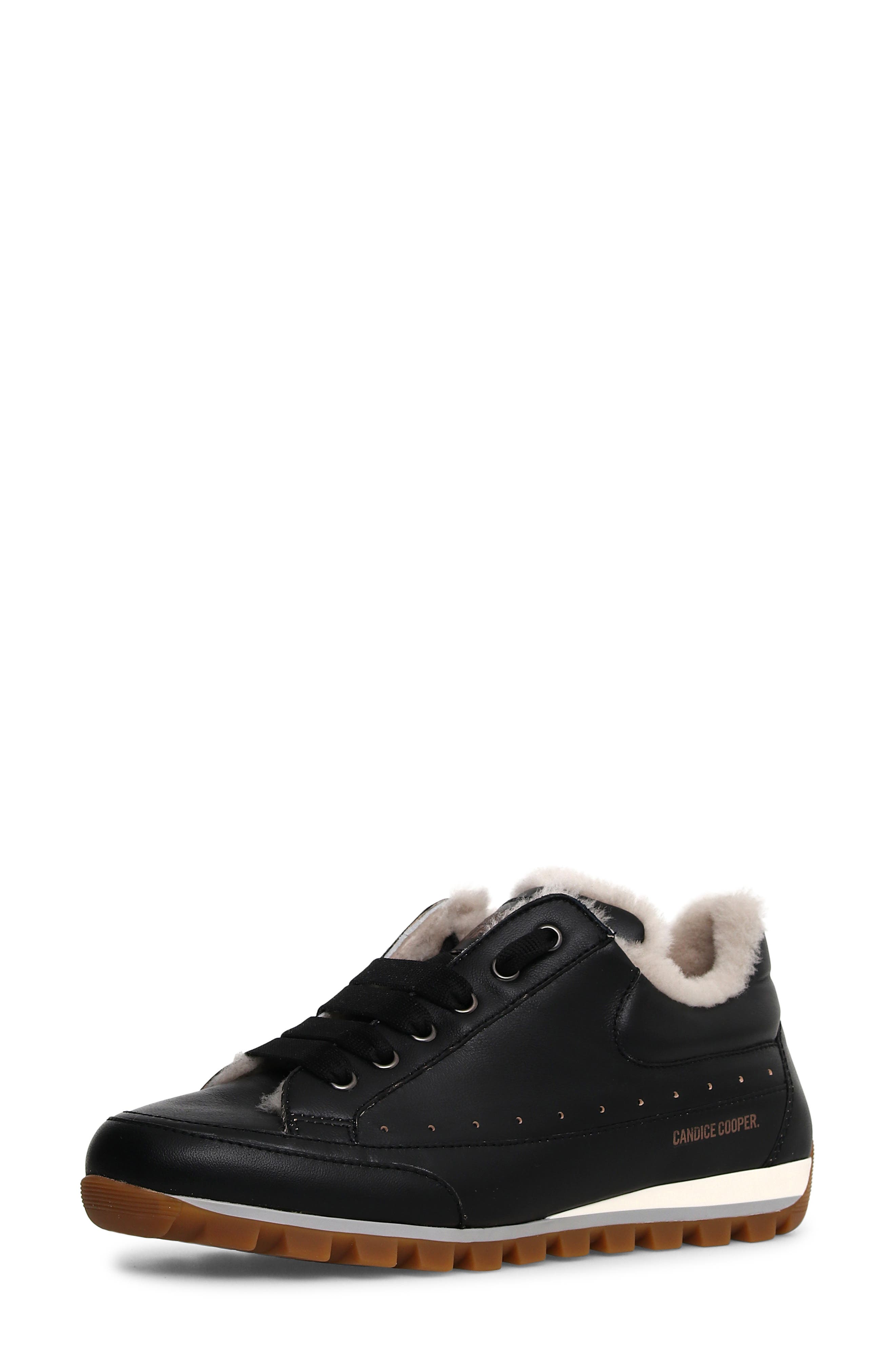 Candice Cooper Runlo Genuine Shearling Lined Sneaker in Black 