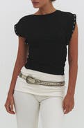 Find Me Now Snap Detail Convertible Cap Sleeve T-Shirt