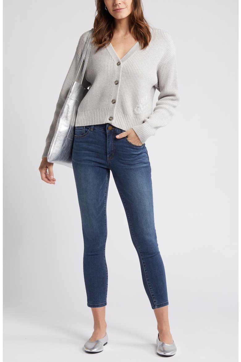 Luxe Touch High Waist Skinny Ankle Jeans, Main, color, BLUE