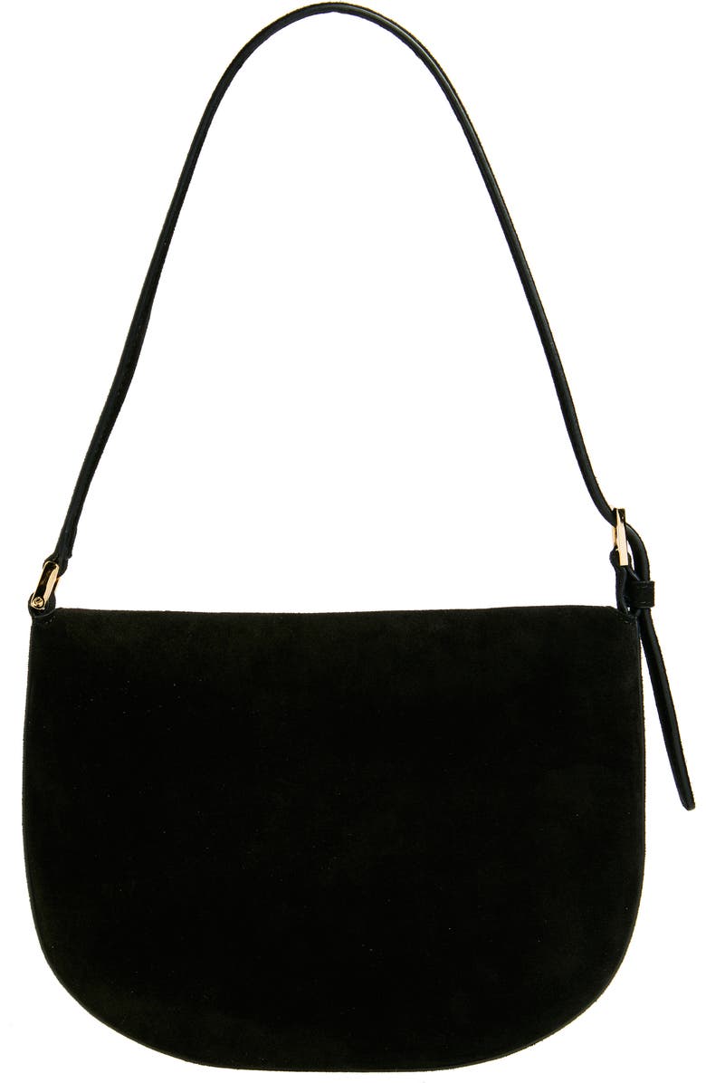 SAVETTE Tondo Suede Hobo Bag, Alternate, color, Black