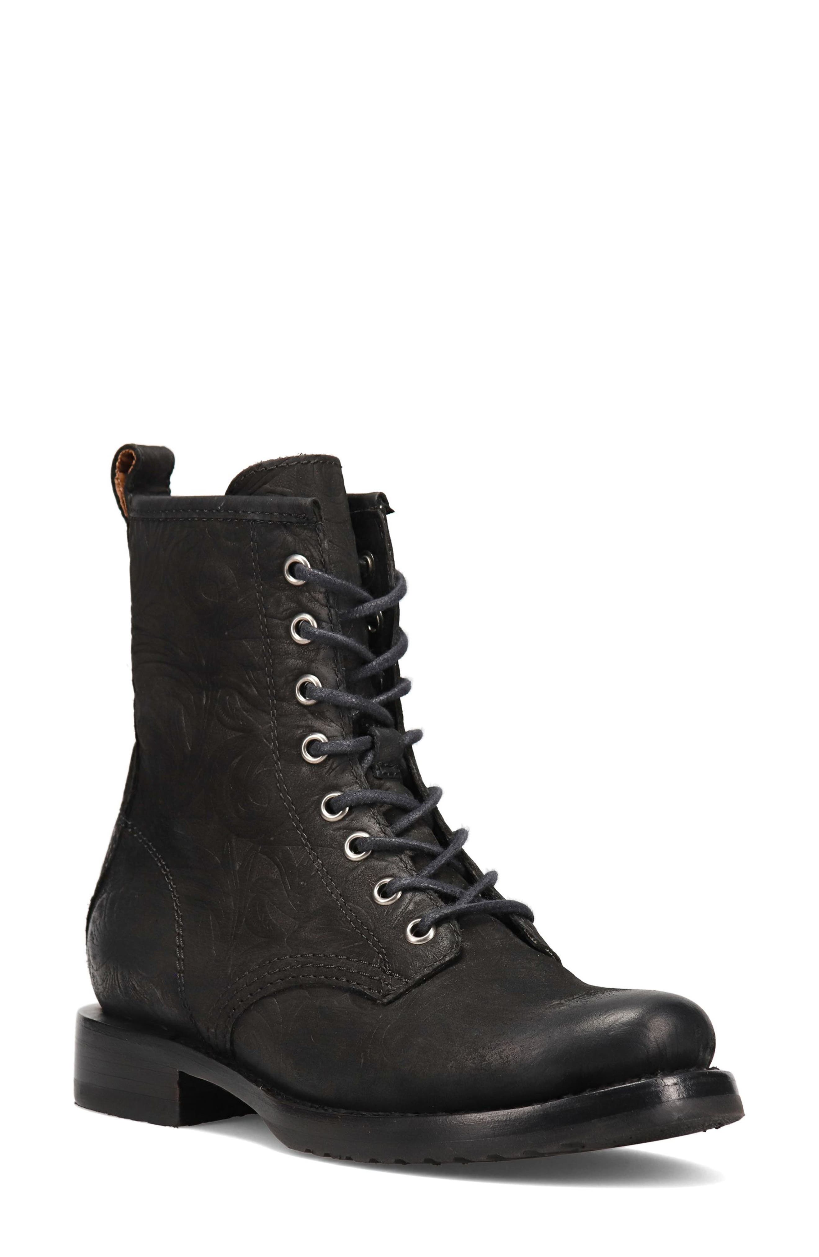 Veronica Combat Boot, Main, color, BLACK FLORAL