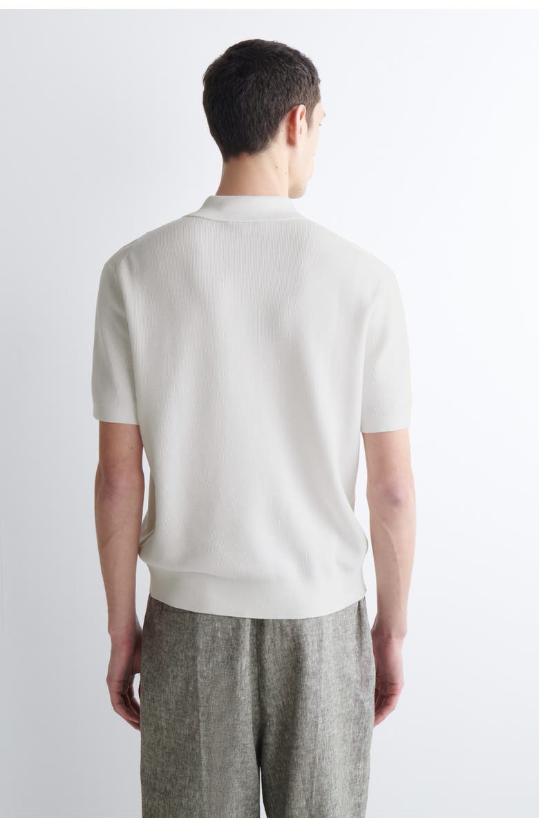 COS Textured-Panel Cotton Polo Shirt, Alternate, color, White