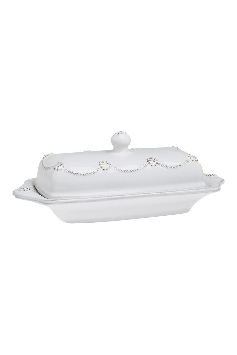 'Berry and Thread' Ceramic Butter Dish, Main, color, WHITEWASH