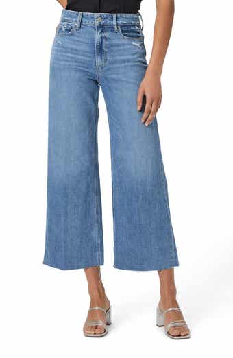 PAIGE Anessa Raw Hem Ankle Wide Leg Jeans