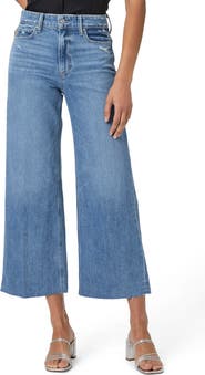 PAIGE Anessa Raw Hem Ankle Wide Leg Jeans