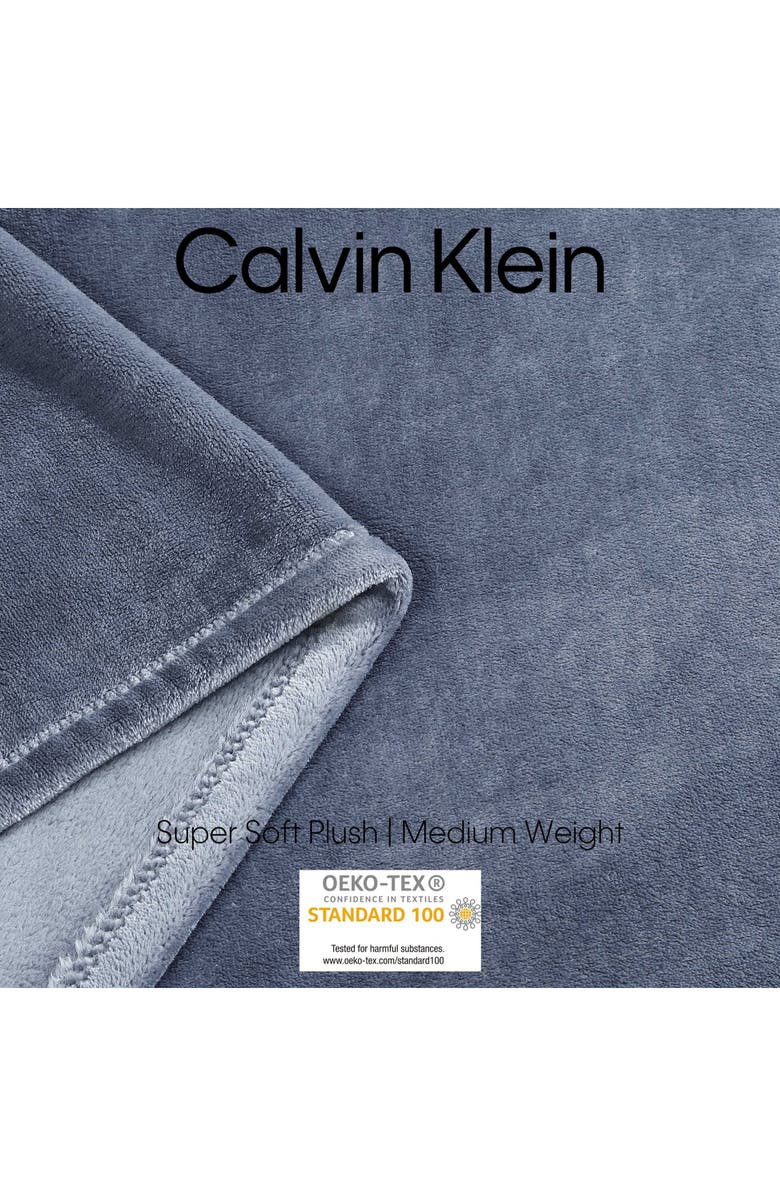 Calvin Klein Core Plush Blanket, Alternate, color, Slate B Lue