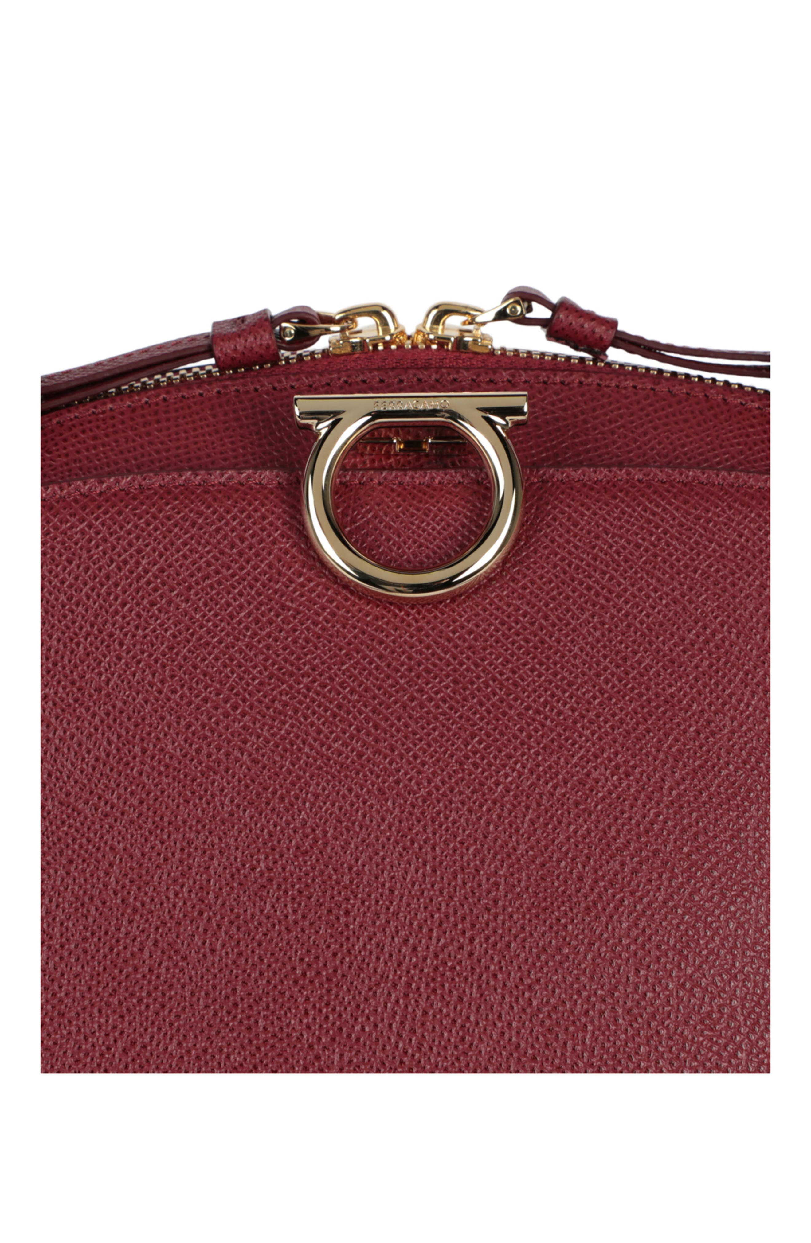 FERRAGAMO Gancini Medium Top Handle Bag, Alternate, color, Burgundy