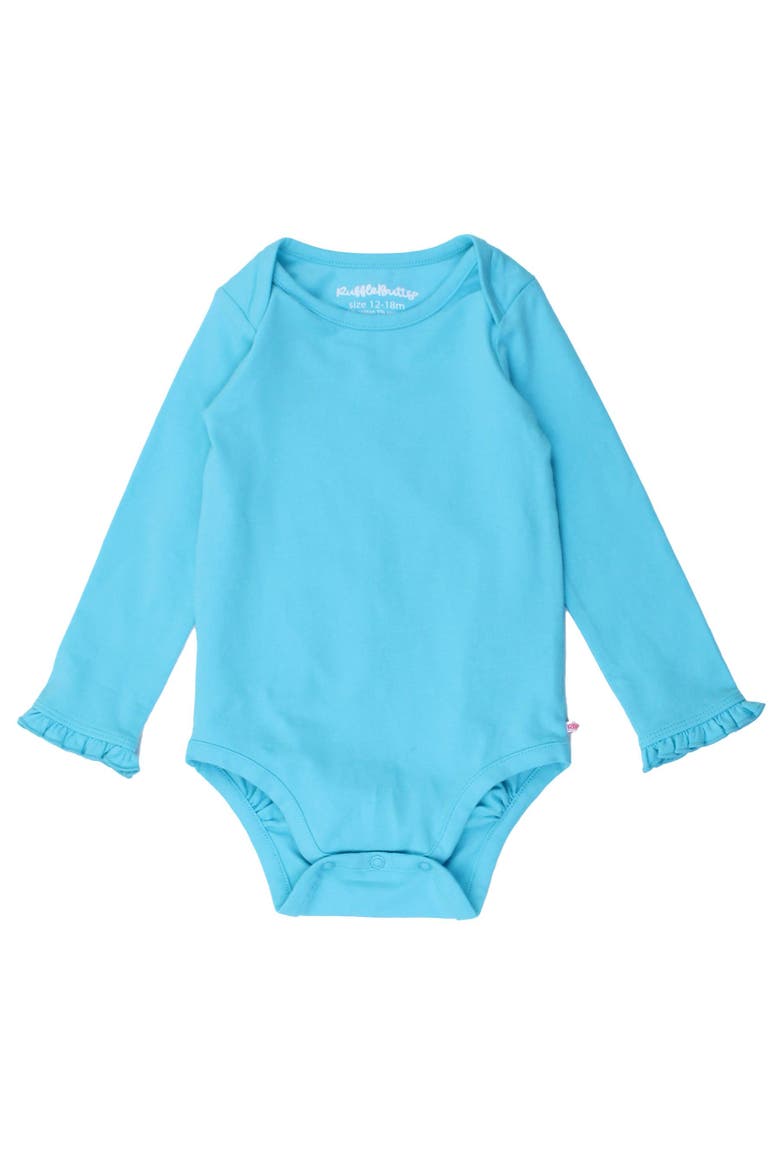 Baby/Toddler Girls Knit Long Sleeve Ruffle Layering Bodysuit, Main, color, Bright Aqua