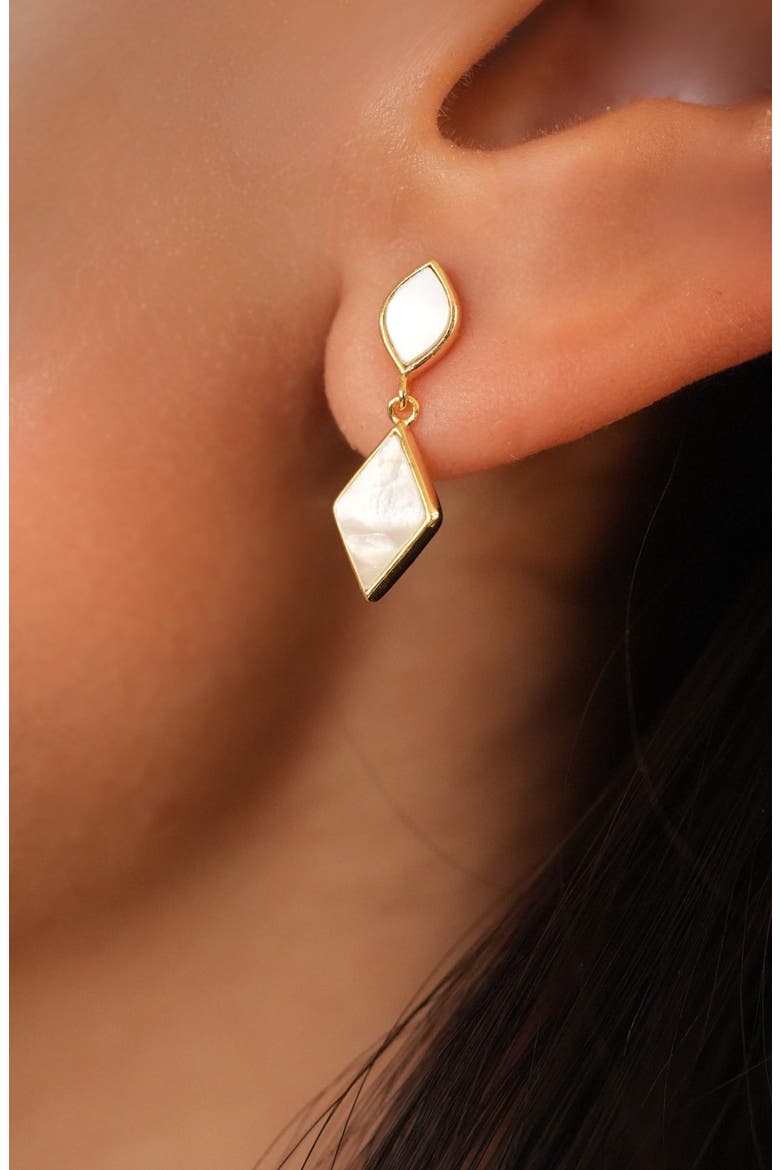 Mother-of-Pearl Drop Earrings, Alternate, color, GOLD