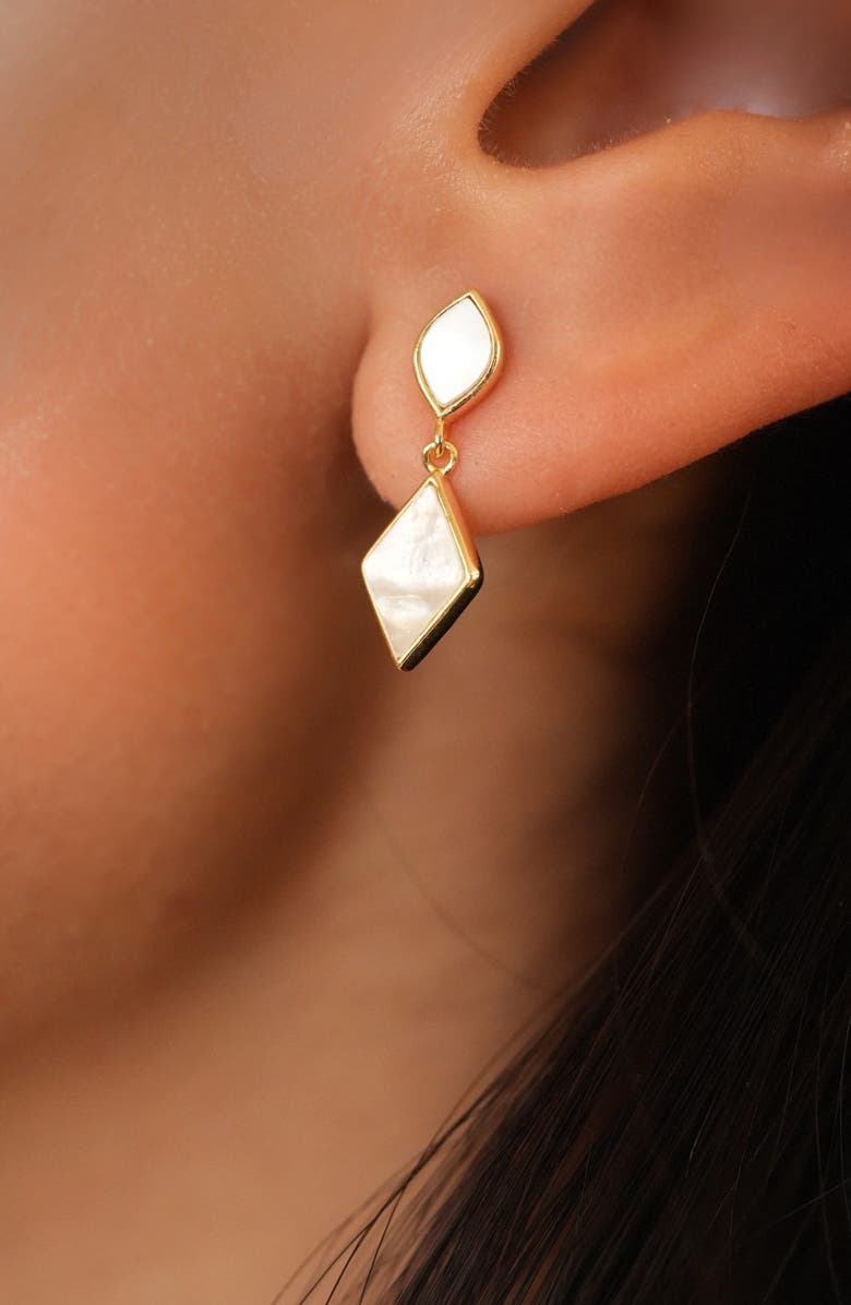 Argento Vivo Sterling Silver Mother-of-Pearl Drop Earrings, Alternate, color, Gold