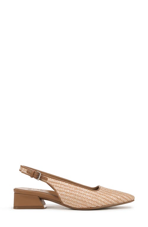 Naturalizer Women's Ginger 2 Snip Toe Asymmetrical Low Block Heel Slingbacks In Tan Woven Faux Leather