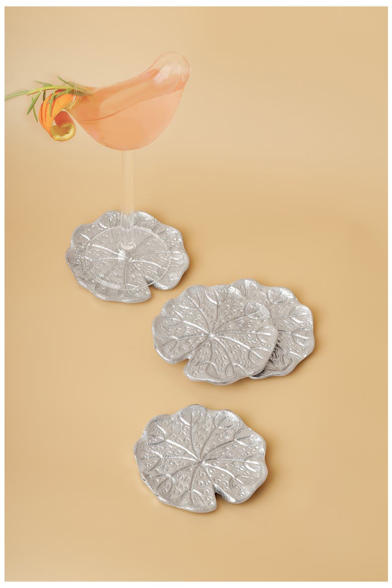 Set of Four Coasters, Alternate, color, SILVER