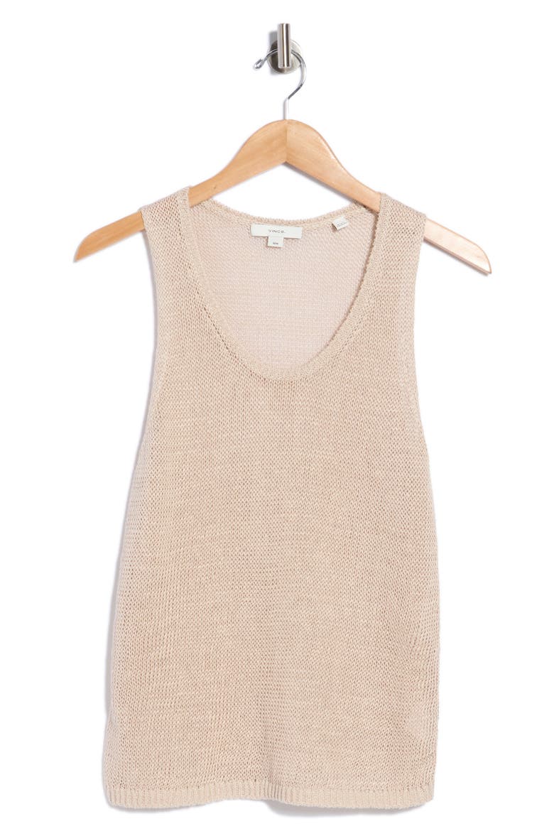 Beachy Linen Open Stitch Tank, Alternate, color, LIGHT BISCOTTI
