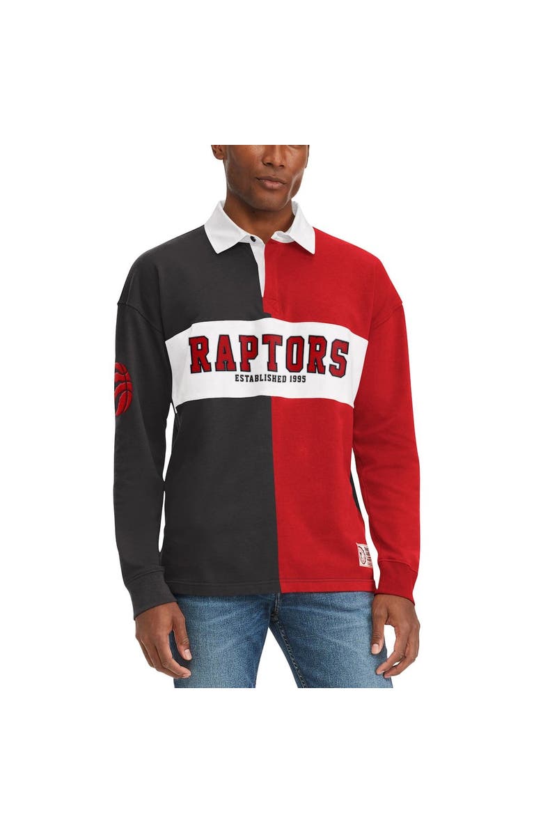 TOMMY JEANS Men's Tommy Jeans Black/Red Toronto Raptors Ronnie Rugby Long Sleeve T-Shirt, Alternate, color, Black