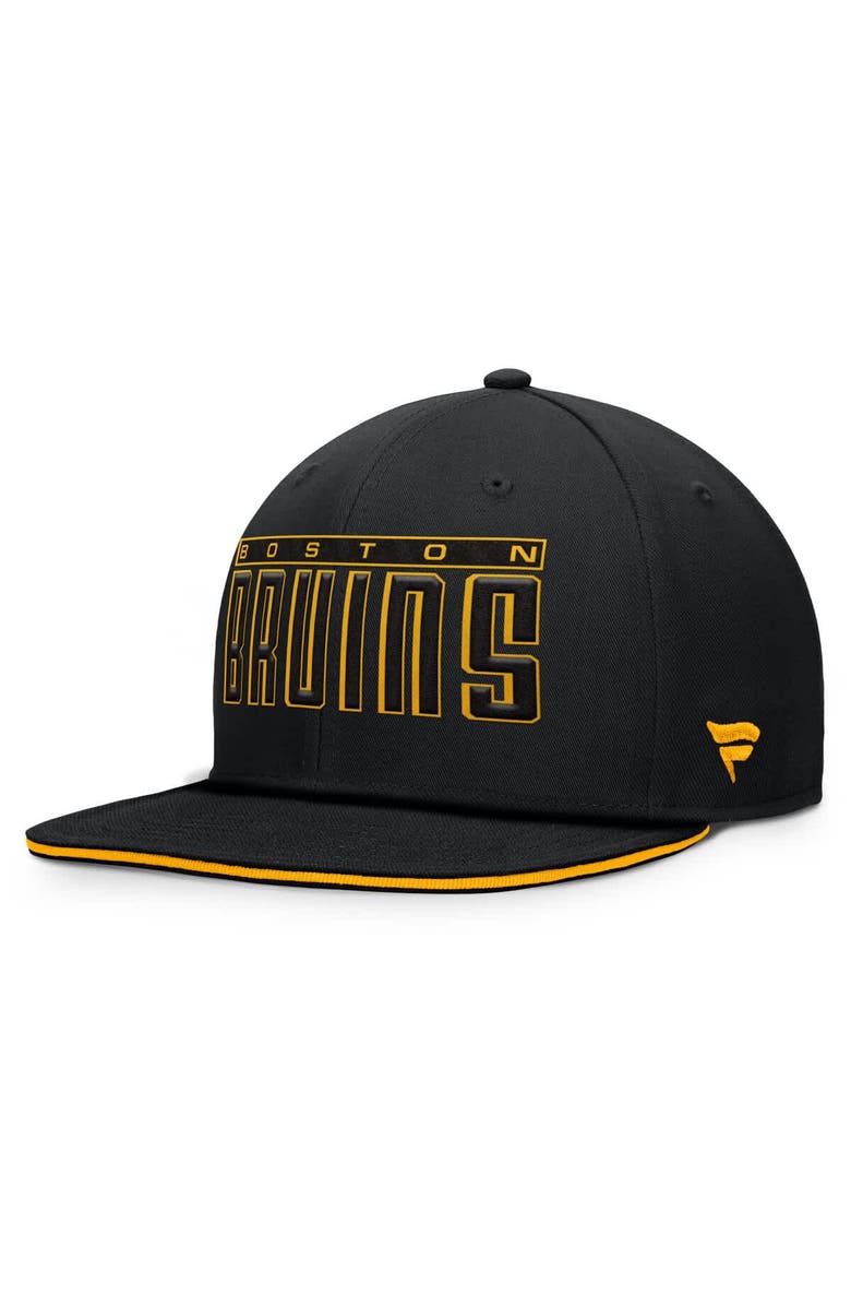 FANATICS Men's Fanatics Black Boston Bruins Fundamental Gino Stack Snapback Hat, Alternate, color, Black
