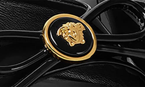 Versace Leather Sandals Embellished Detail Open Toe In Black  Gold
