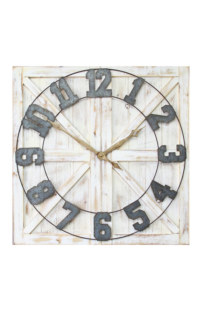 STRATTON HOME DECOR Multi Rustic Farmhouse Wall Clock, Main, color, 