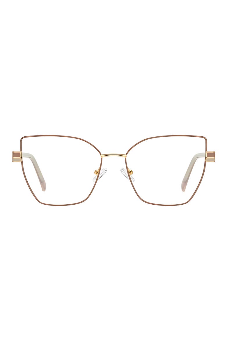 Chai 56mm Cat Eye Blue Light Blocking Glasses, Main, color, ROSE BEIGE / CLEAR