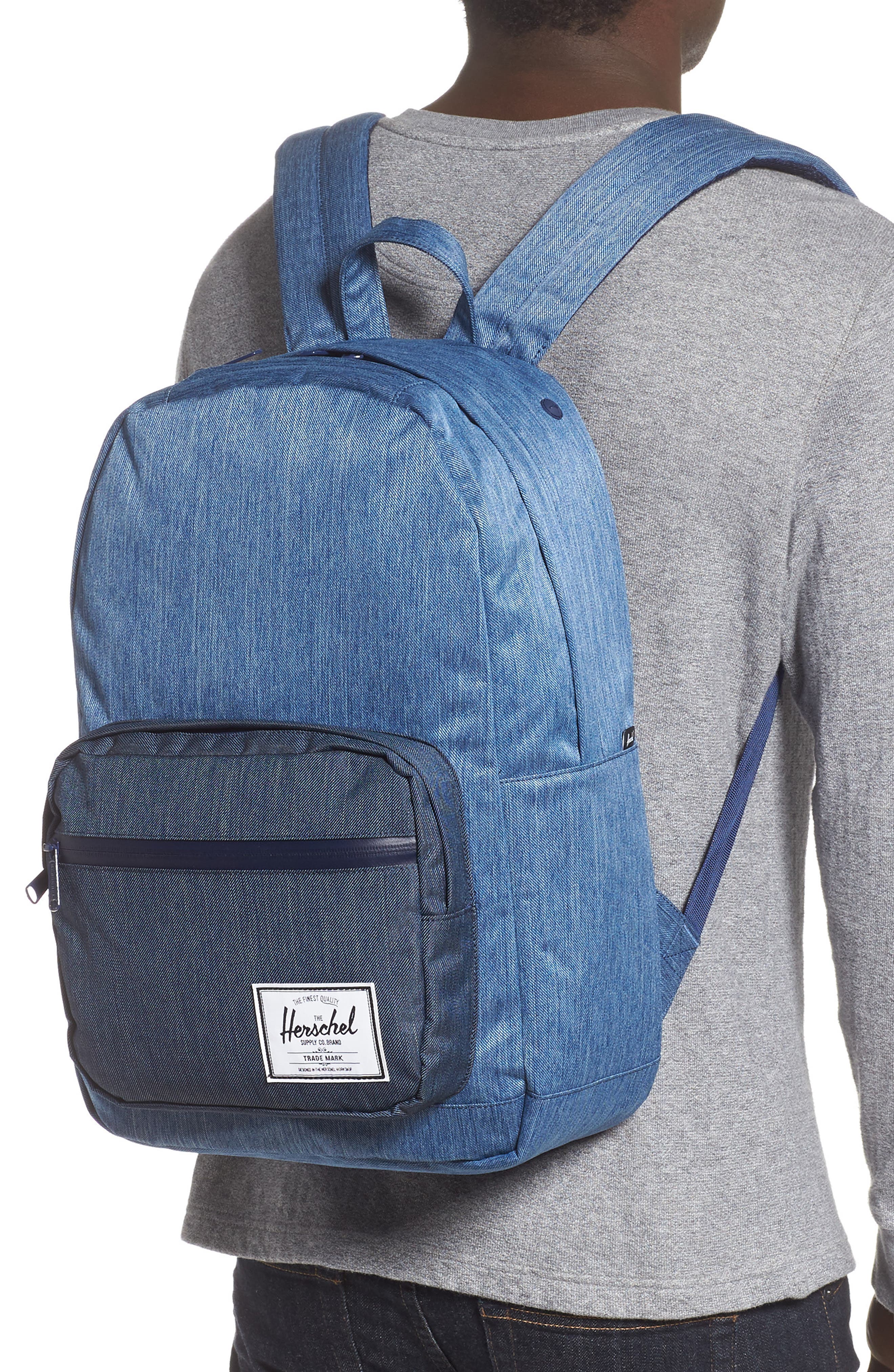 Pop Quiz Backpack, Alternate, color, FADED DENIM/ INDIGO DENIM