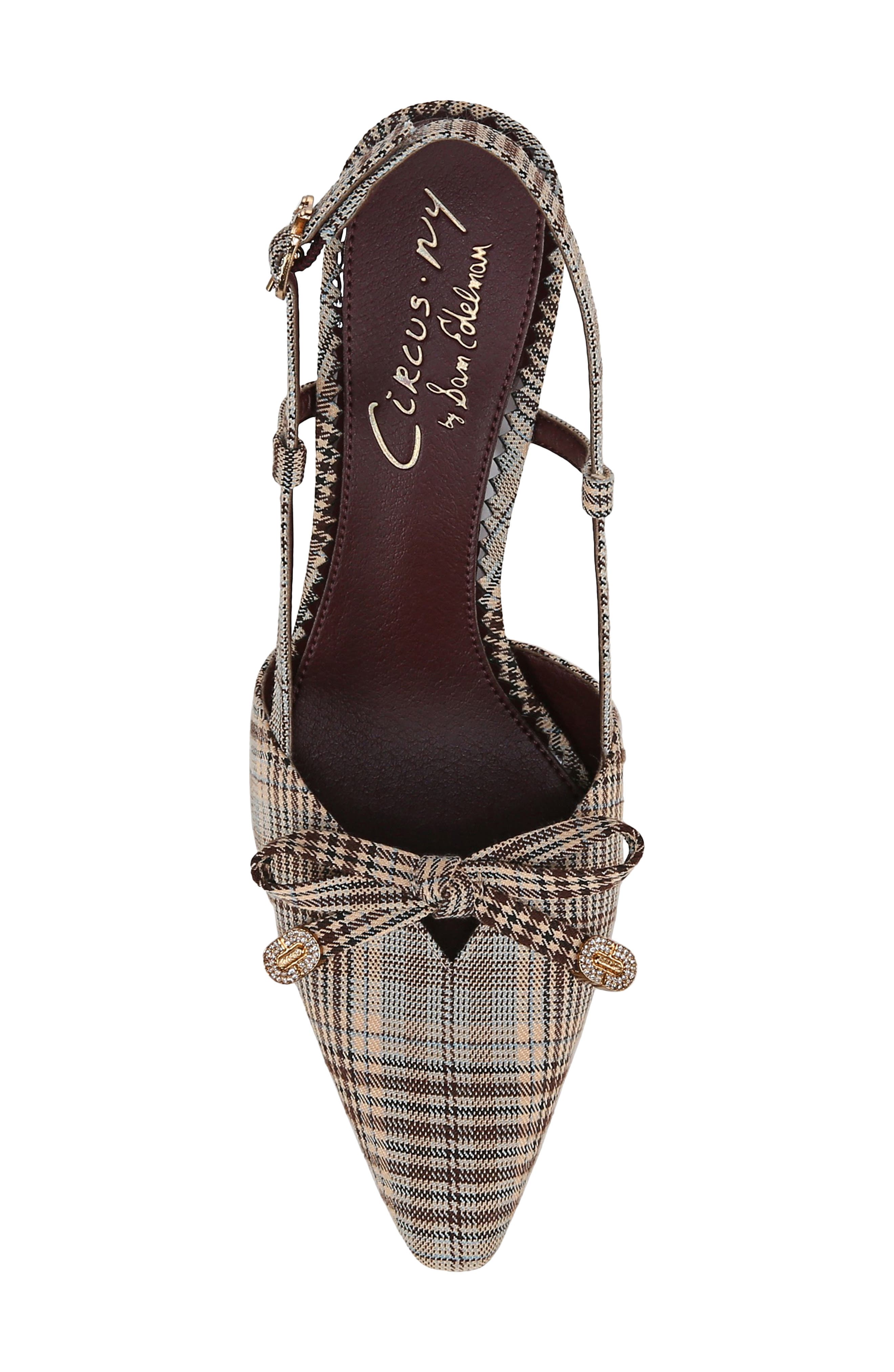 Monica Pointed Toe Slingback Pump, Alternate, color, BROWN/EGGSHELL MULTI