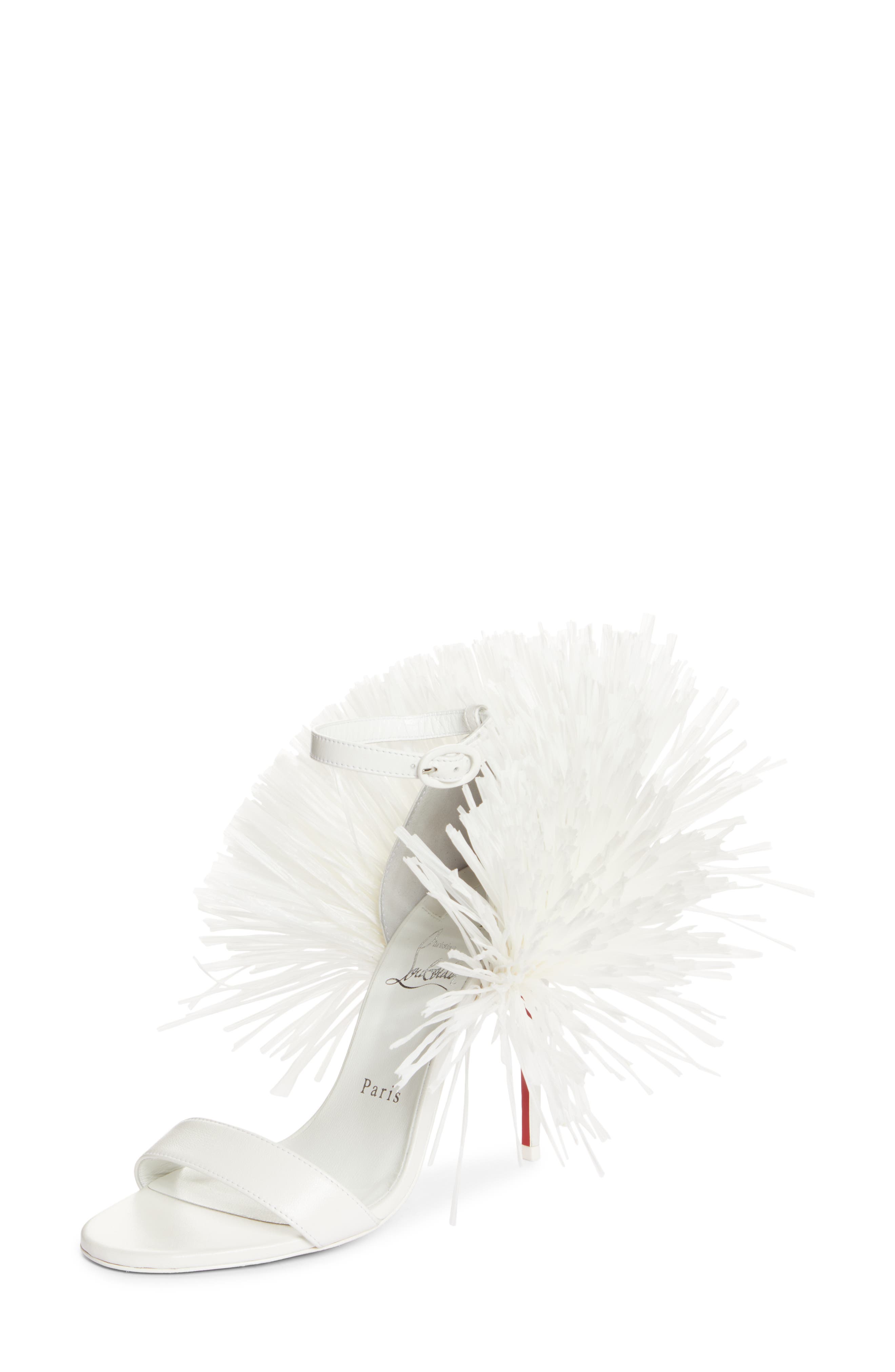 Christian Louboutin Loubigirl Raffia Fringe Sandal, Main, color, 