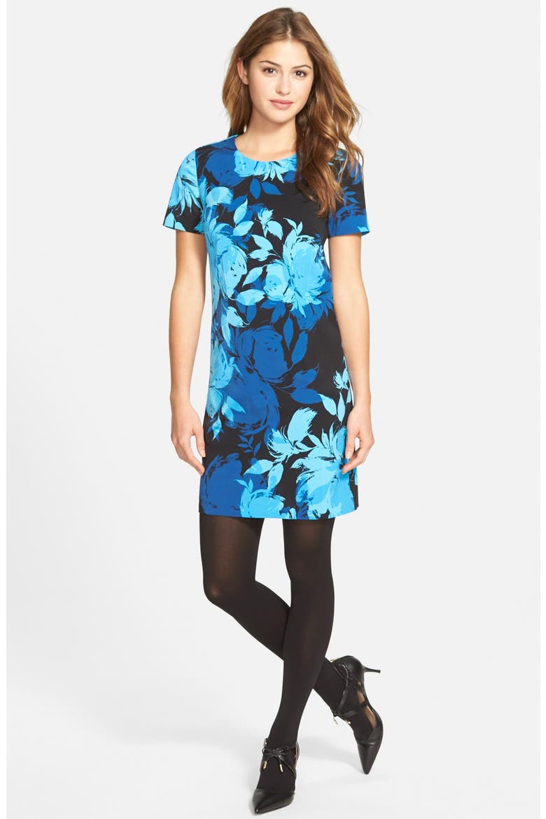 'Natasha' Floral Print Dress, Alternate, color, BLUE BLACK