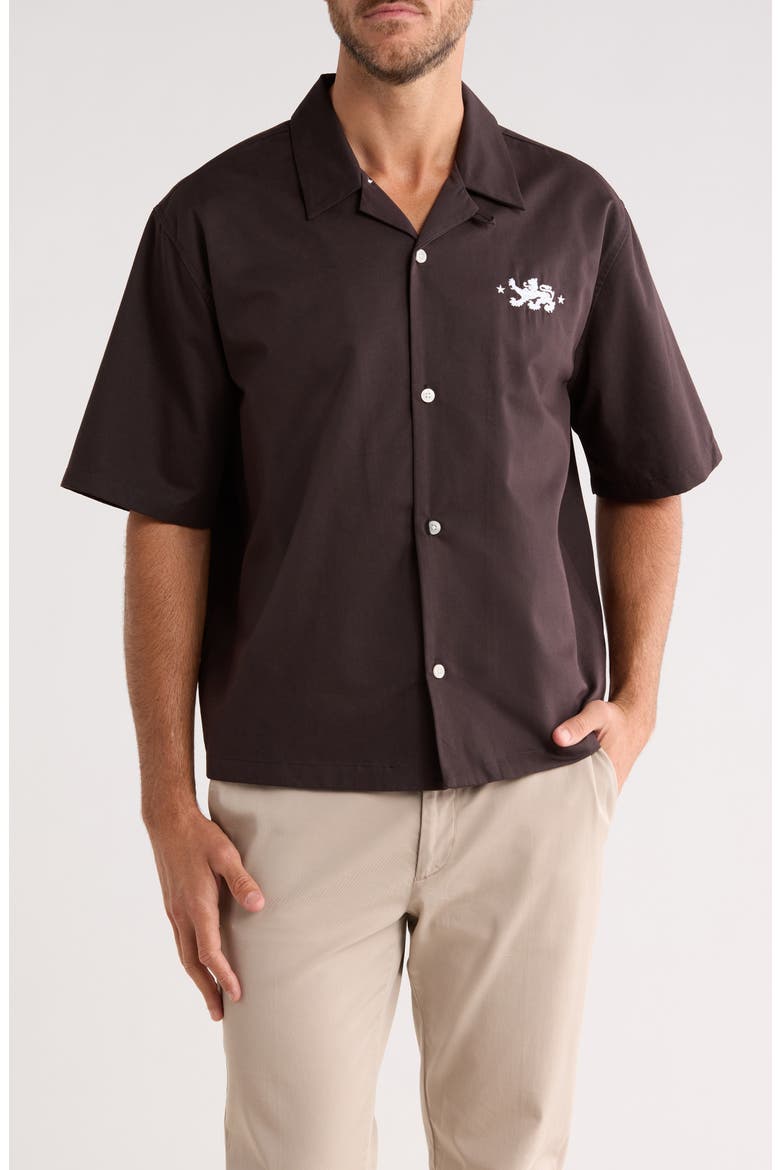 Flack Camp Shirt, Main, color, BROWN