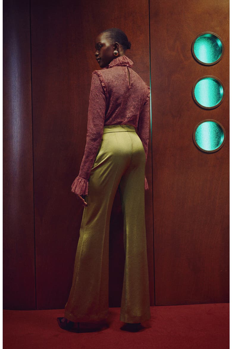 Sunset Hammered Satin Pants, Alternate, color, YELLOW