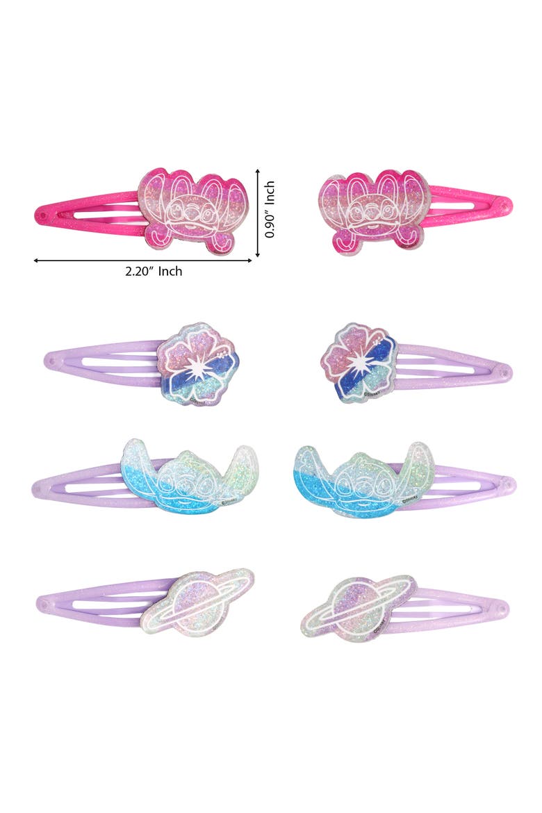 Stitch Hair Clip 8-Piece Set Official License, Snap Back Clips for Hair, Lilo and Stitch Accessories, Small Disney Gifts, Alternate, color, Multicolored