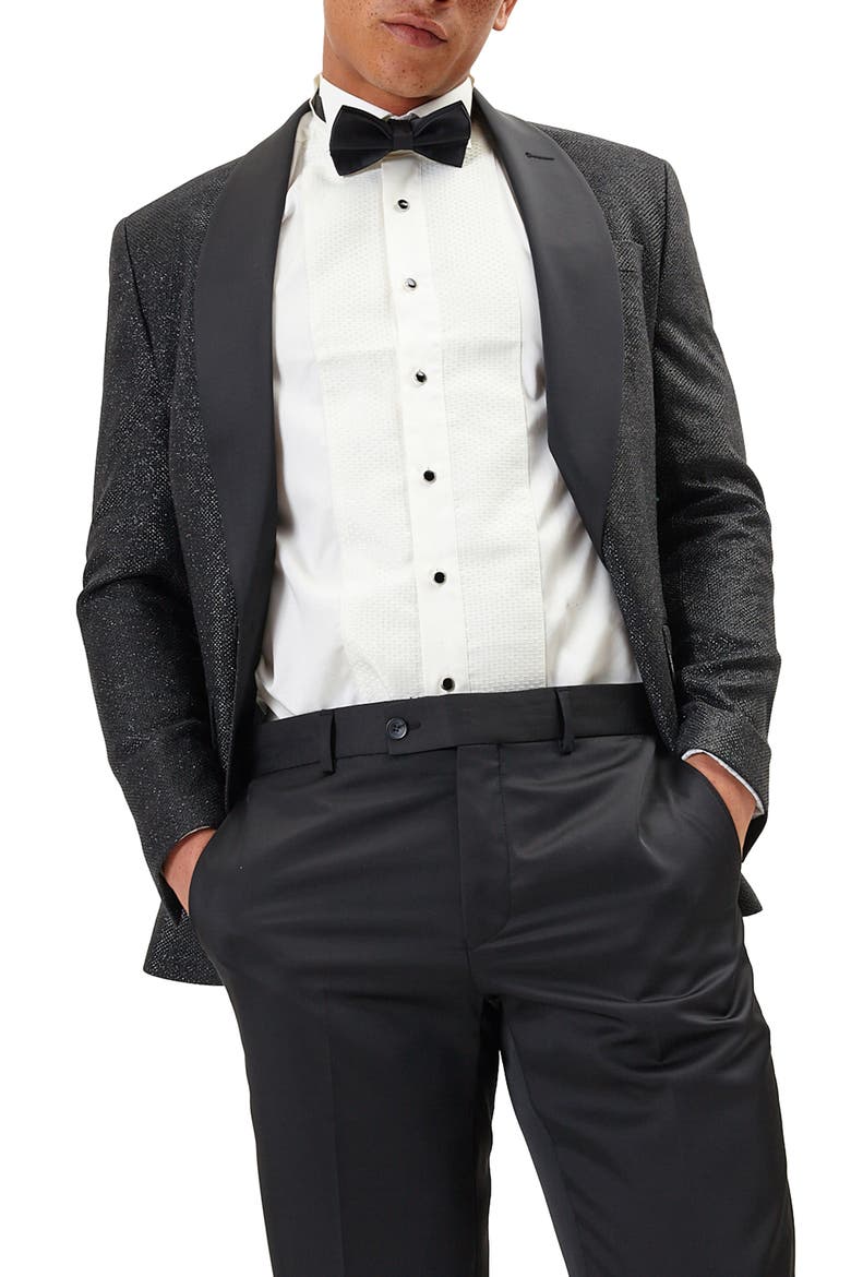 Dazzling Sparkle Tuxedo Jacket, Main, color, BLACK