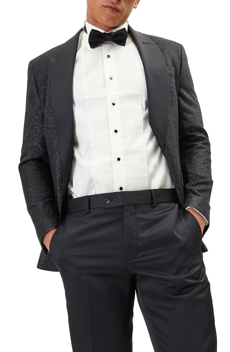 RON TOMSON Dazzling Sparkle Tuxedo Jacket, Main, color, Black