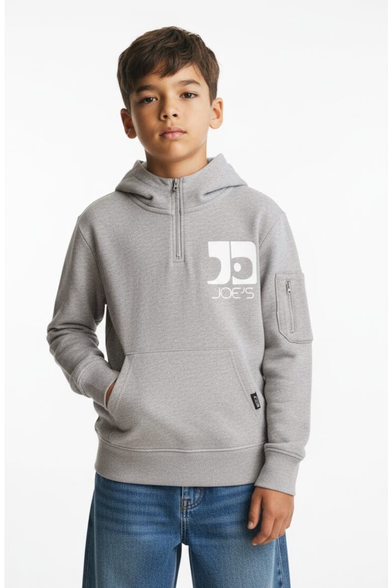 Kids' Quarter Zip Fleece Hoodie, Main, color, HEATHER GREY