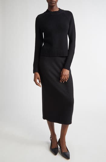 Raglan Sleeve Wool & Cashmere Crewneck Sweater