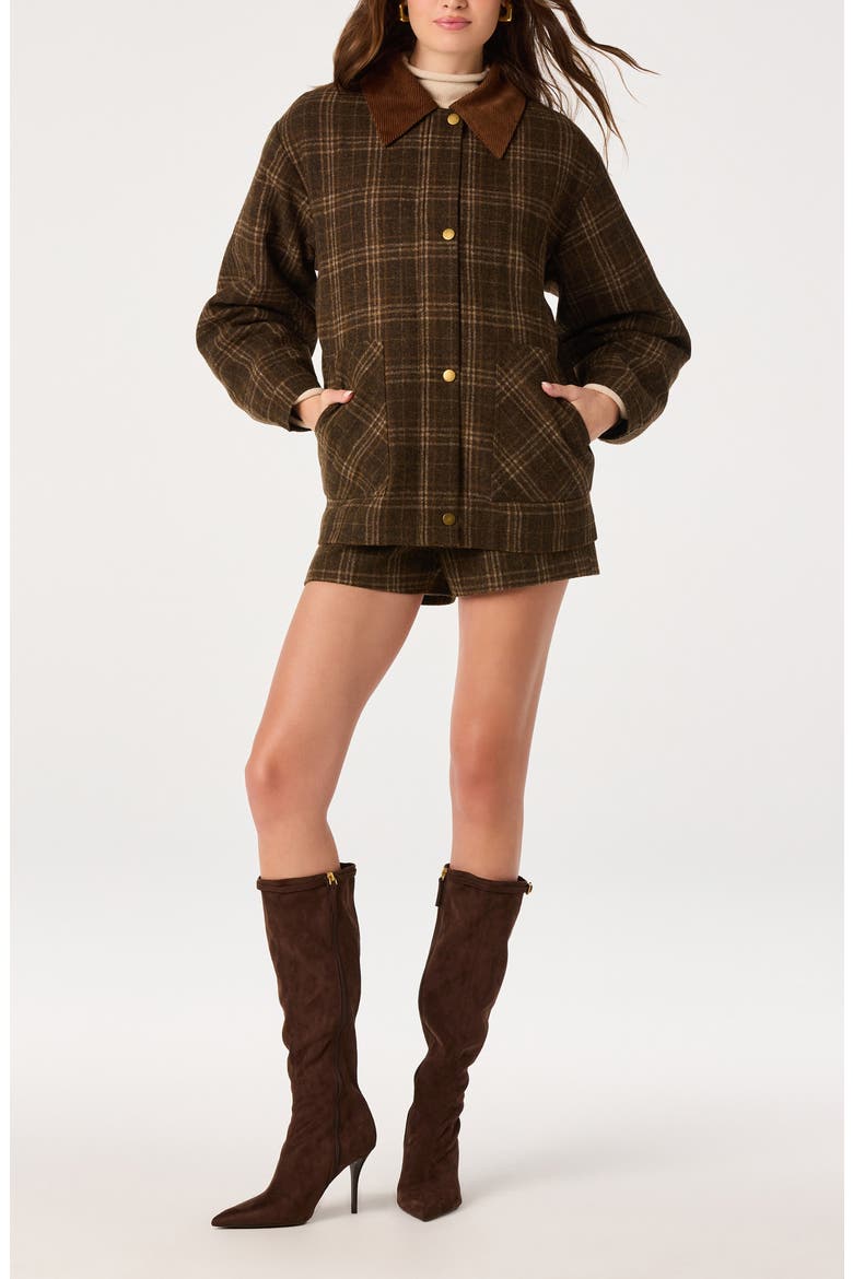Shae Plaid Wool Blend Jacket, Alternate, color, BROWN PLAID